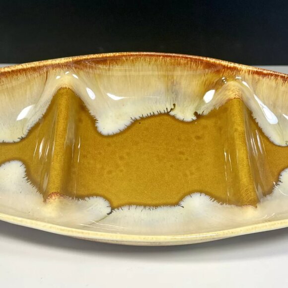 Dryden Pottery Drip Glaze Divided Serving Dish Relish Trinket Tray Ozarks Ark - Picture 8 of 11